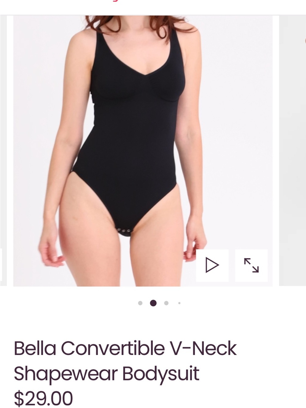 Bella Convertible V-Neck Black Shapewear Bodysuit